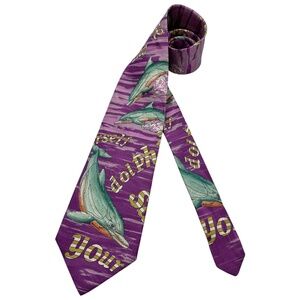 GIORGIO REDAELLI Purple Dolphin Silk LUXURY Tie ITALY